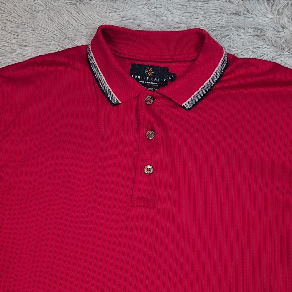 Turtle Creek Shirt Mens XL Red Polo Golf Preppy Smart Wool Blend‎ Comfort Casual - Picture 7 of 7